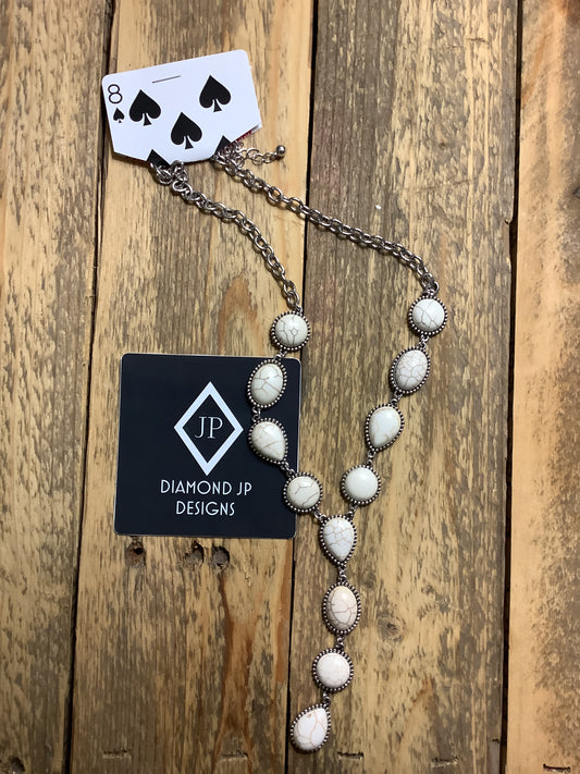 Y White Stone Necklace