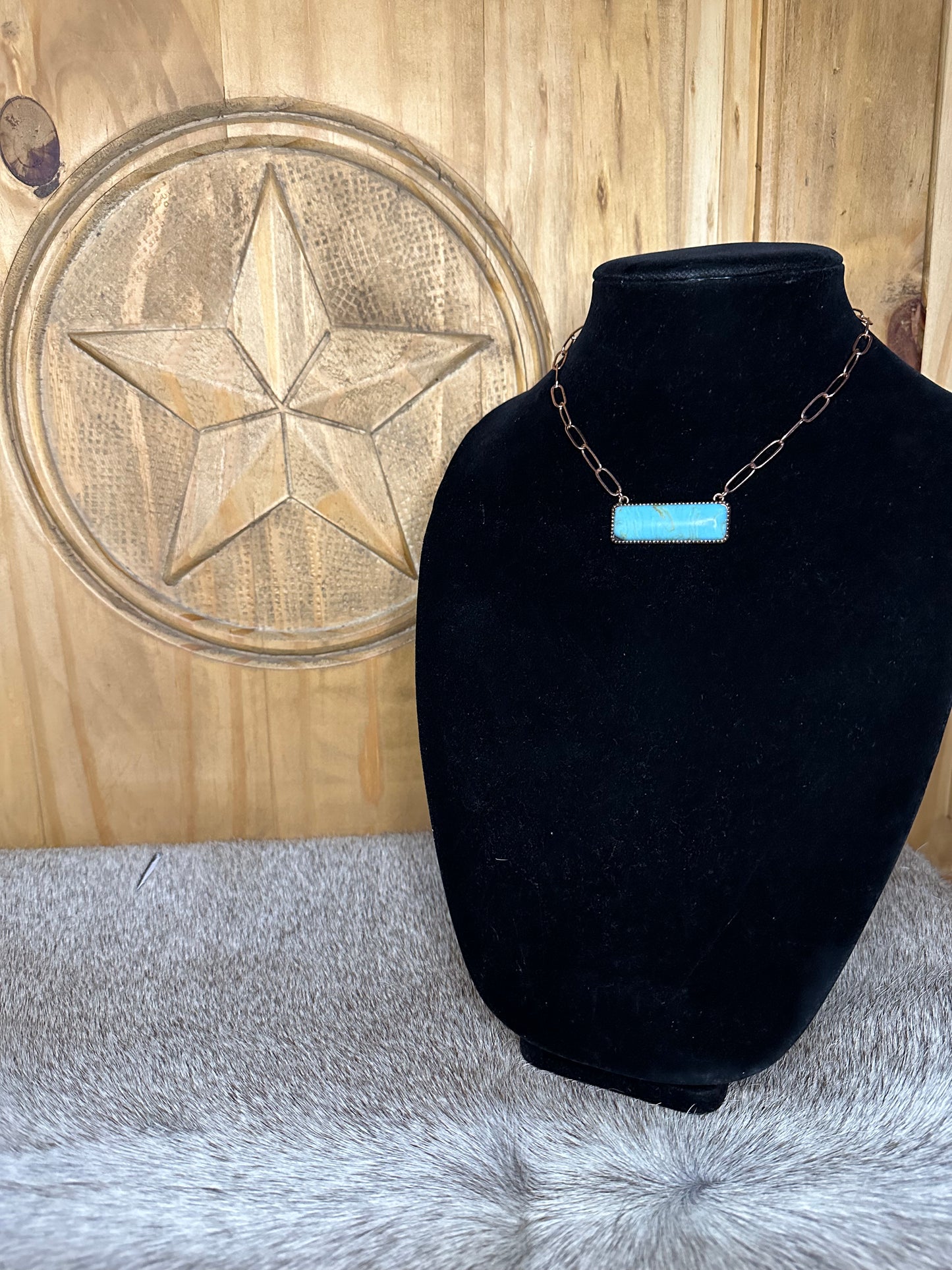 Copper Turquoise Bar Necklace